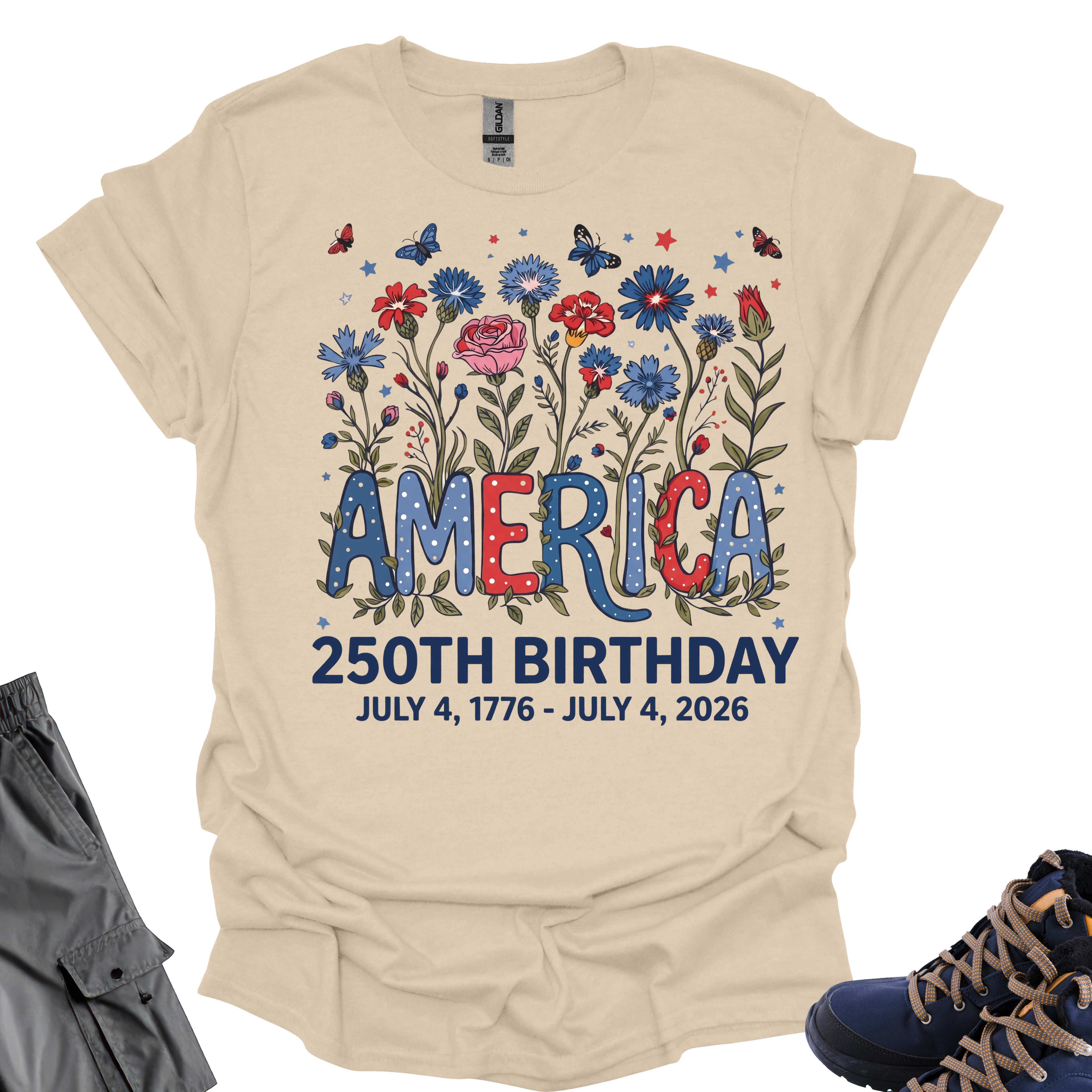 250th Flower Pressed T-Shirt Printify
