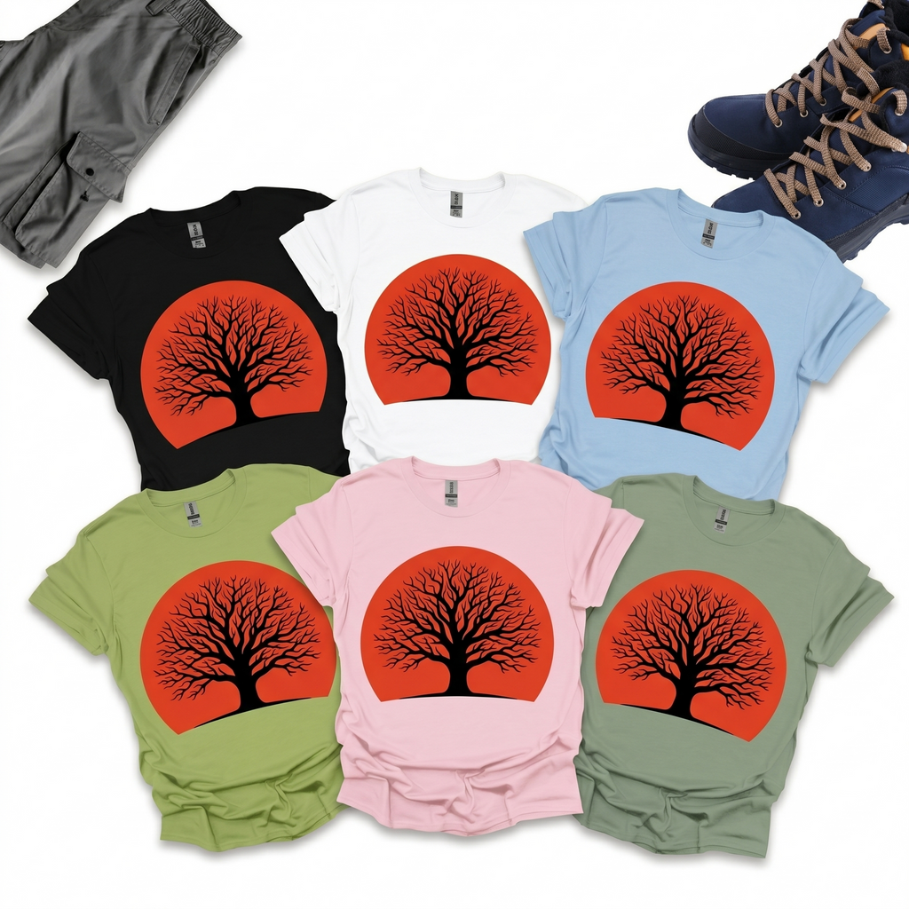Orange Sun with Black Tree Printify