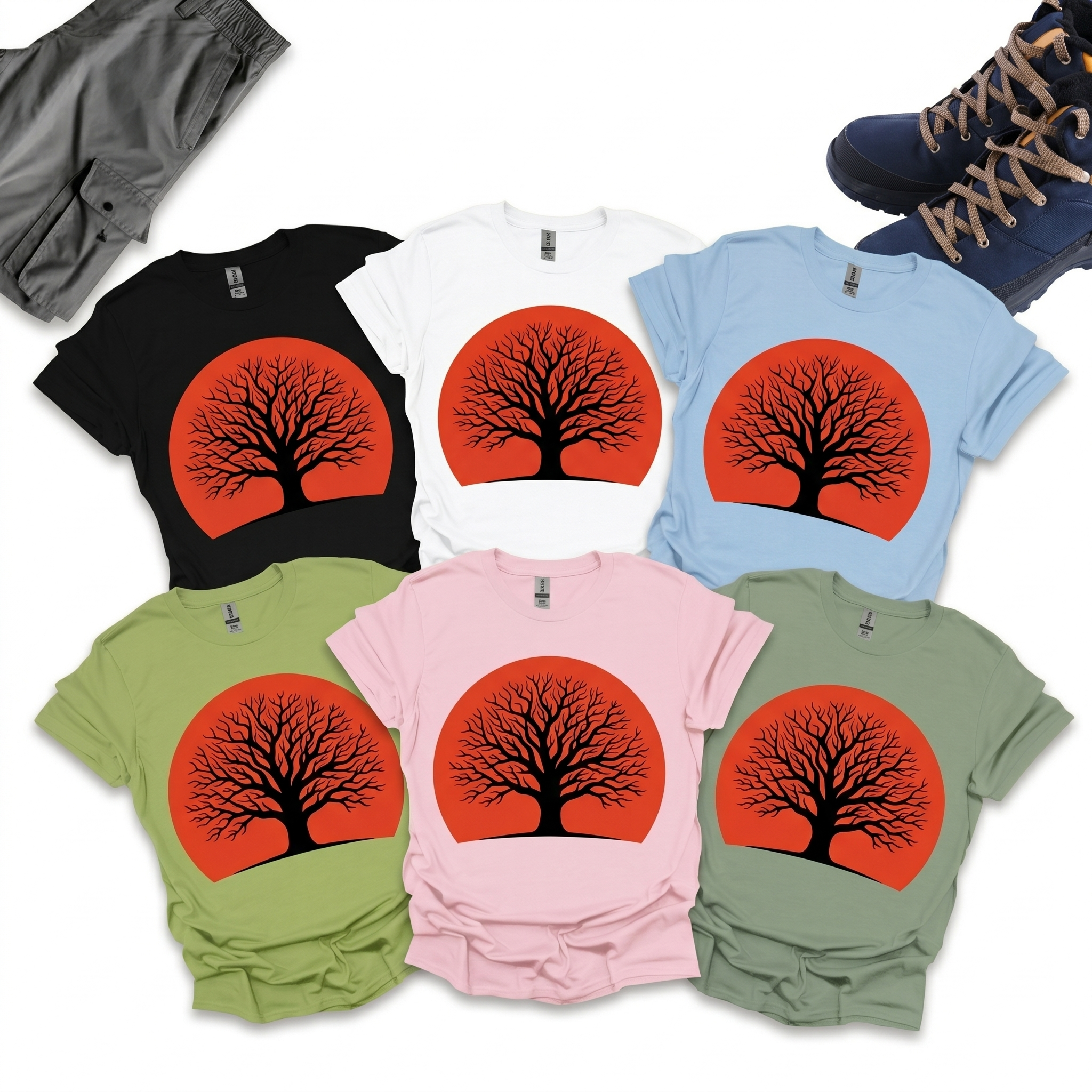 Orange Sun with Black Tree Printify