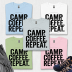 Camp Coffee Repeat T-Shirt Printify