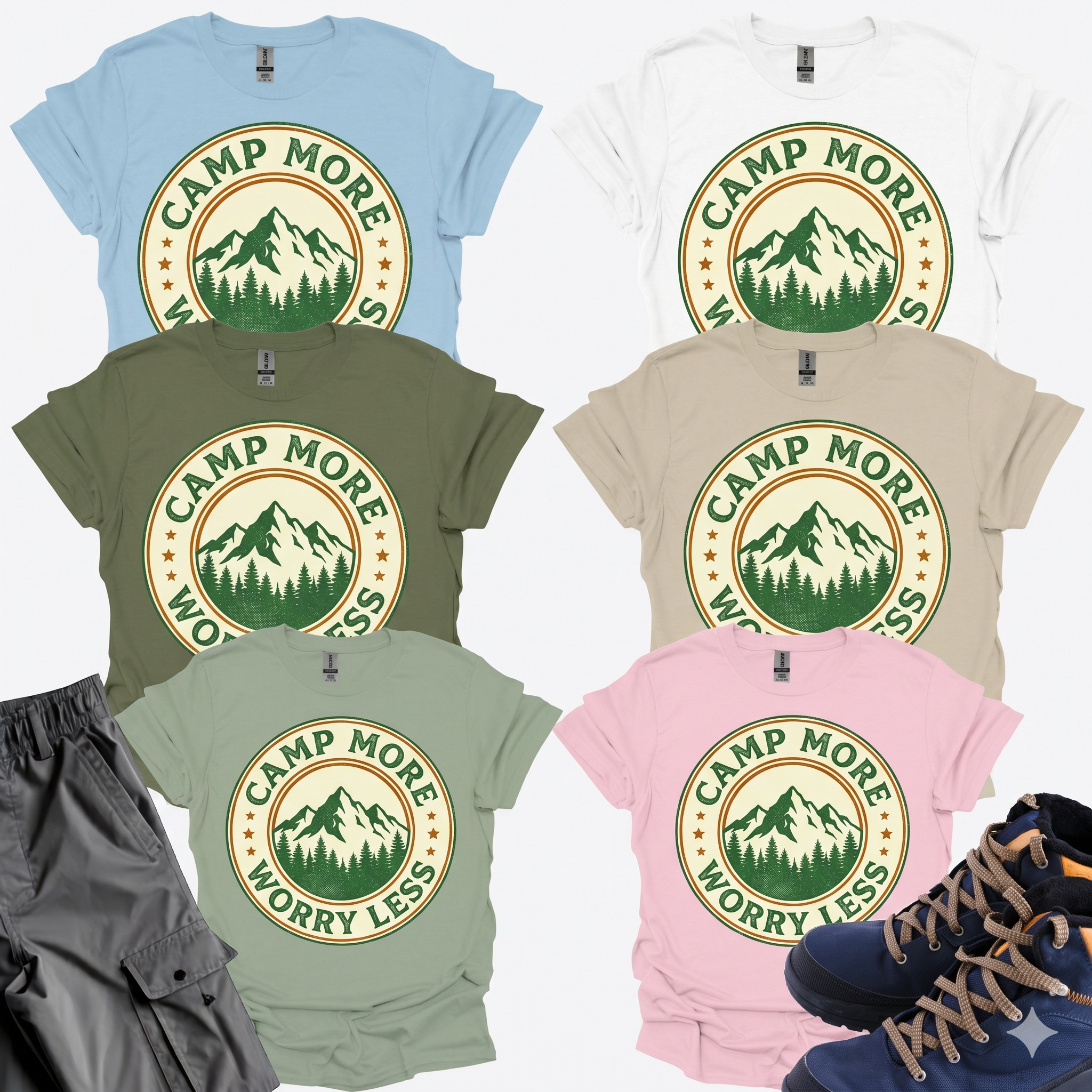 Camp More Worry Less T-Shirt Printify