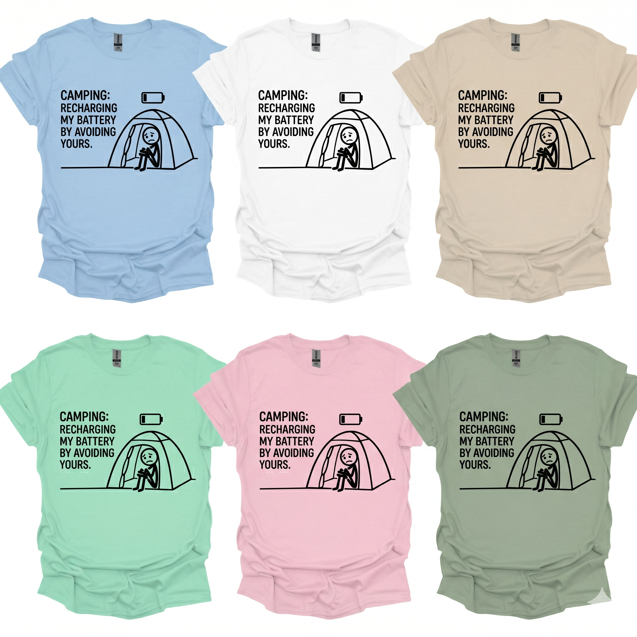Camping Recharging My Battery By Avoiding  Yours T-Shirt Printify