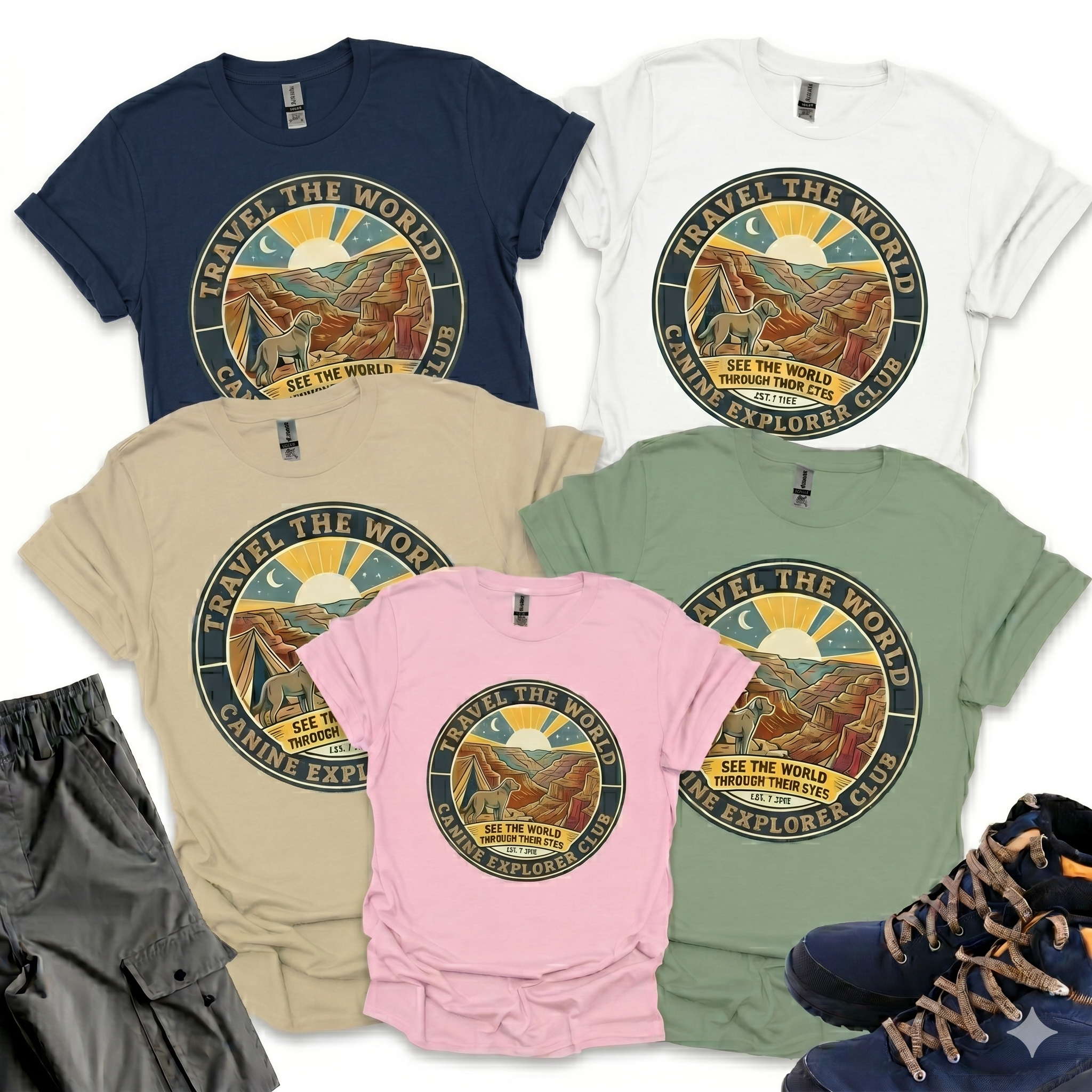 Travel The World Canine Explorer Club T-Shirt Printify