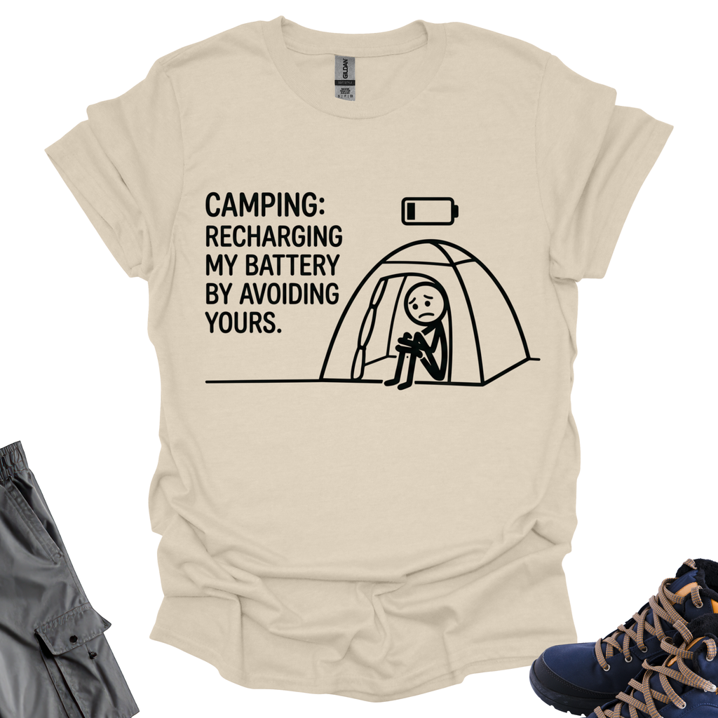 Camping Recharging My Battery By Avoiding  Yours T-Shirt Printify