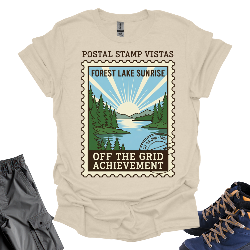 Postal Stamp Vistas T-Shirt Printify